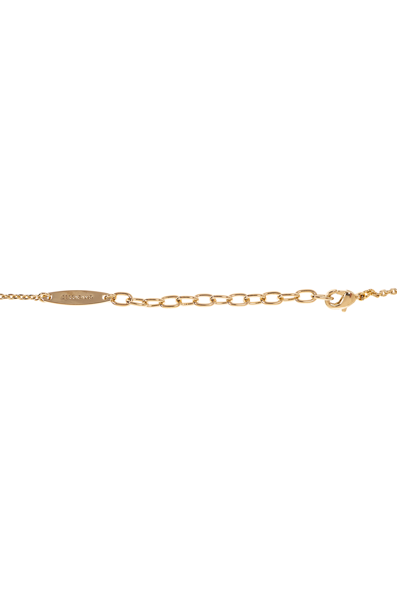 Gold Necklace with a pendant in the shape of a logo